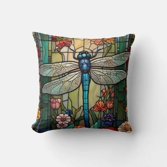 Dragonfly Art Malerei botanischer boho chic Wald Kissen (Vorderseite)