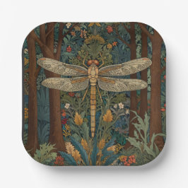 Dragonfly Art Malerei botanischer boho chic Wald Pappteller
