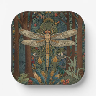 Dragonfly Art Malerei botanischer boho chic Wald Pappteller