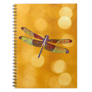 Dragonfly Art on Gold Journal Notebook Notizblock