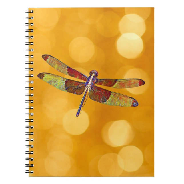 Dragonfly Art on Gold Journal Notebook Notizblock (Vorderseite)