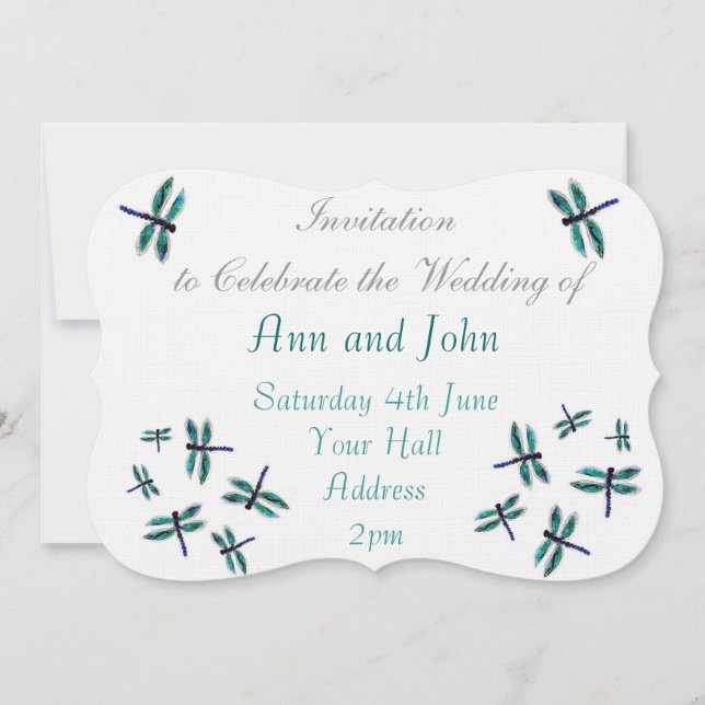 Dragonfly Art Türkis Einladung (Vorderseite)