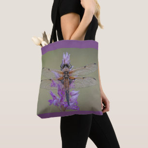 Dragonfly auf Lila Blume Tasche