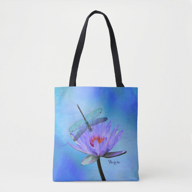 Dragonfly auf Wasser Lily All-Over Print Tasche (Vorderseite)