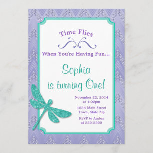 Dragonfly Birthday Einladung Pink Glitzer Girl