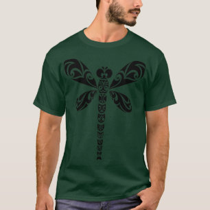 Dragonfly Black Tribal Tattoo Art T-Shirt