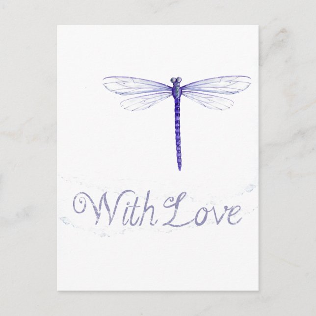Dragonfly Bleue avec carte postale Amour (Devant)