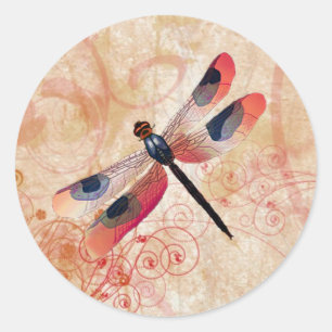 Dragonfly-Blüh Runder Aufkleber