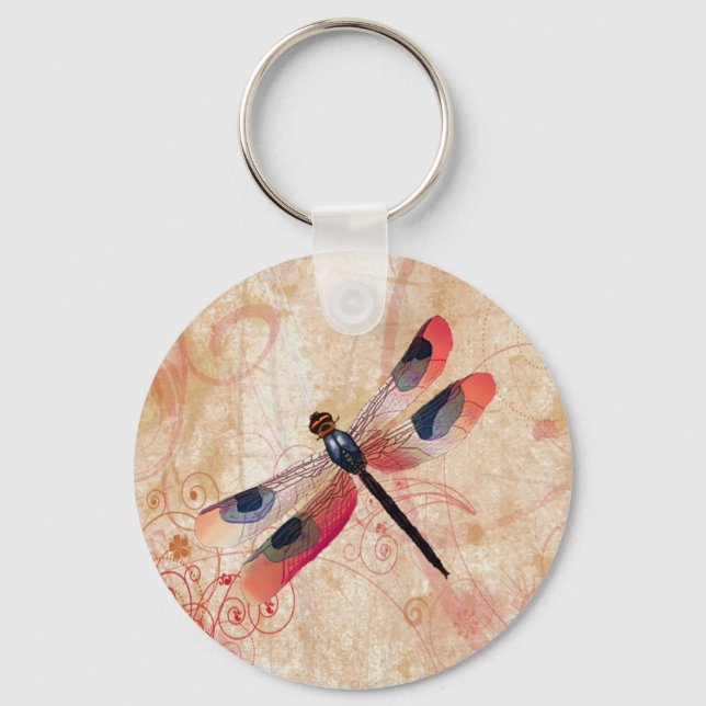Dragonfly-Blüh-Schlüsselanhänger Schlüsselanhänger (Vorderseite)