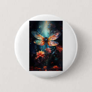 Dragonfly Blume Kunst, Dichtung Button