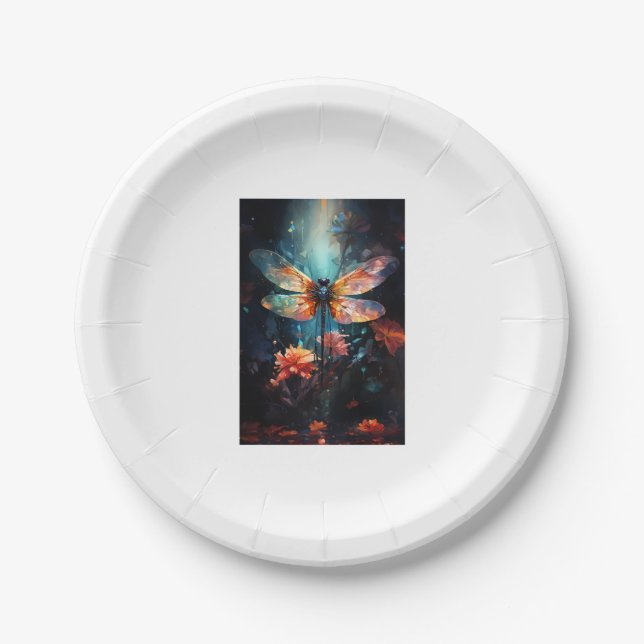 Dragonfly Blume Kunst, Dichtung Pappteller (Vorderseite)