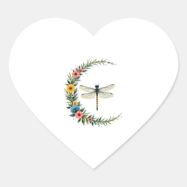 Dragonfly Boho Crescent Moon Peace Sign Hippie Dra Herz-Aufkleber (Vorderseite)