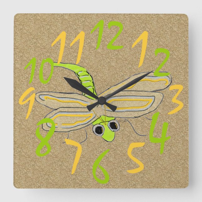 Dragonfly Bug Quadratische Wanduhr (Vorderseite)