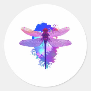 Dragonfly buntes Bild Geschenkidee Runder Aufkleber