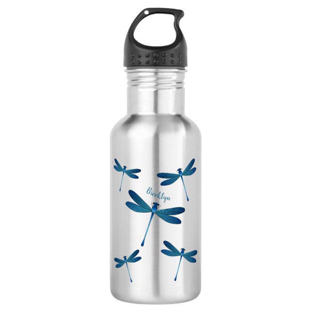 Dragonfly-Cartoon Edelstahlflasche (Vorderseite)