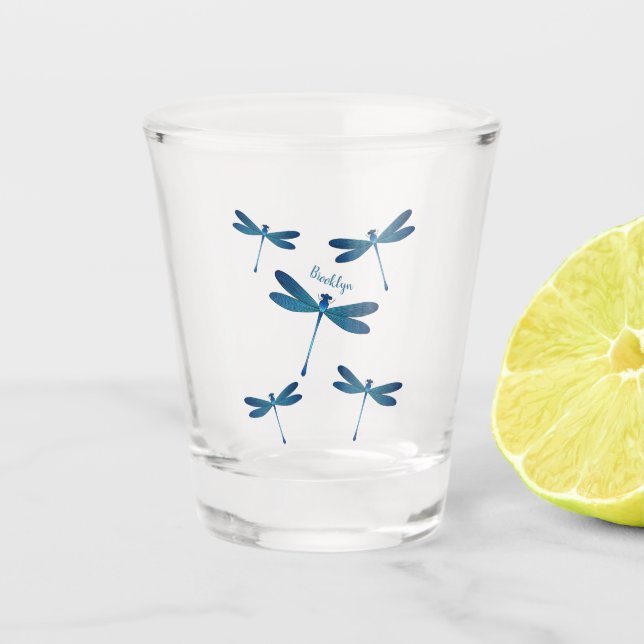 Dragonfly-Cartoon Schnapsglas (Vorderseite)
