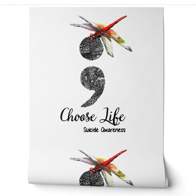 Dragonfly Choose Life Suicide Awareness T Shirt Tapete (Abrollen)