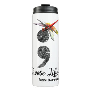 Dragonfly Choose Life Suicide Awareness T Shirt Thermosbecher