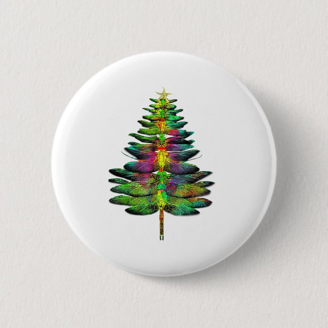 Dragonfly Christmas Tree Dragonfly Xmas  Button (Vorderseite)