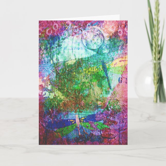 Dragonfly Collage, bald wieder gut Karte (Vorderseite)