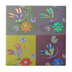 Dragonfly Collage Fliese