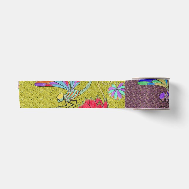 Dragonfly Collage Ribbon Satinband (Vorderseite)