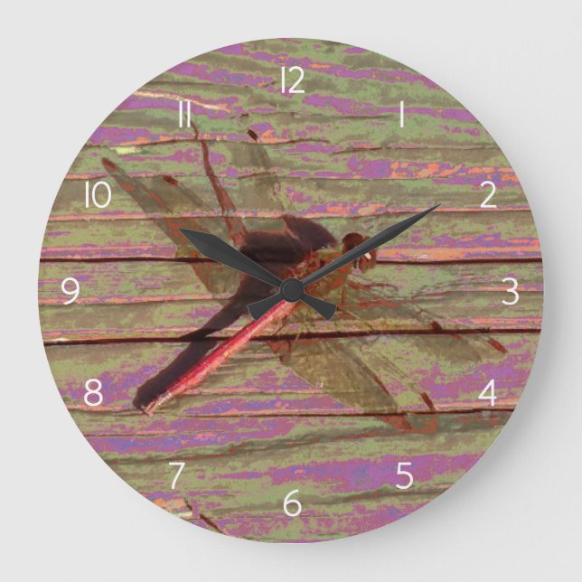 Dragonfly Colorful Große Wanduhr (Vorderseite)