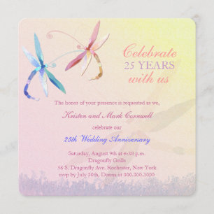 Dragonfly Couple 25. Hochzeitstag Einladung
