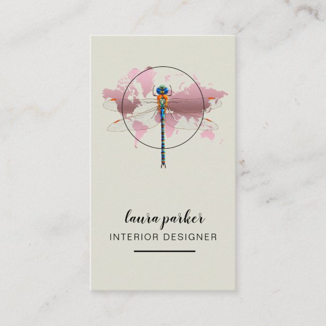 Dragonfly Creative Designer Natur Weltkarte Visitenkarte (Vorderseite)