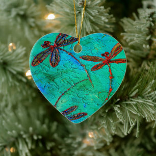 Dragonfly Dance Coeur ornement de Noël Personnalis