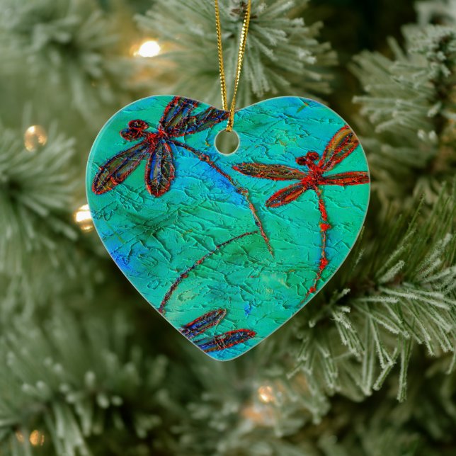 Dragonfly Dance Coeur ornement de Noël Personnalis (Arbre)