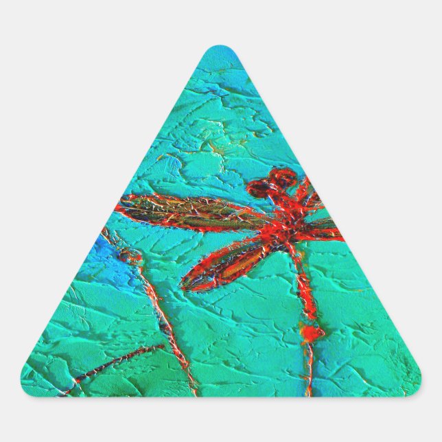 Dragonfly Dance Dreieckiger Aufkleber (Vorderseite)