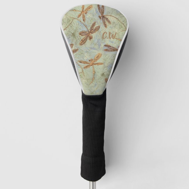 Dragonfly Dance Gold Golf Head Cover Headcover (Vorderseite)