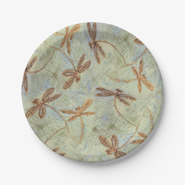 Dragonfly Dance Gold Pappteller (Vorderseite)