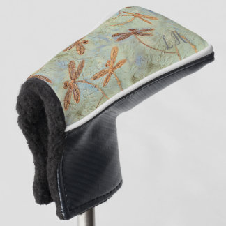 Dragonfly Dance Gold Putter Head Cover Golf Headcover