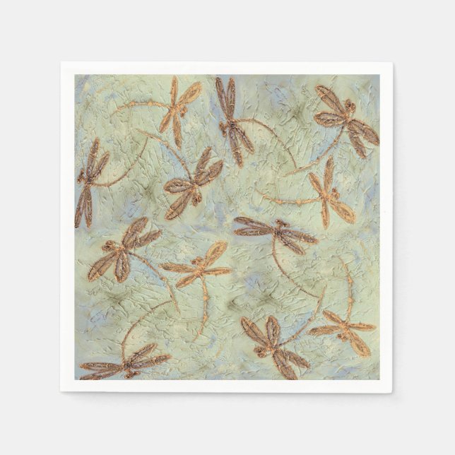 Dragonfly Dance Gold Serviette (Vorderseite)