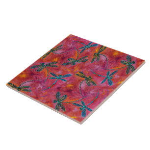 Dragonfly Dance Hot Fuchsia Fliese