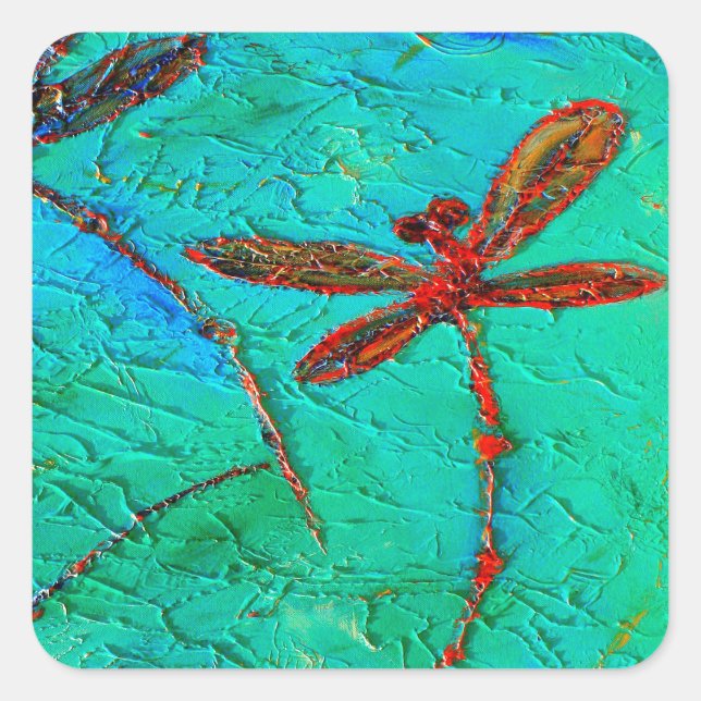Dragonfly Dance Quadratischer Aufkleber (Vorderseite)