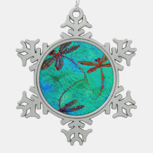 Dragonfly Dance Schneeflocken Zinn-Ornament