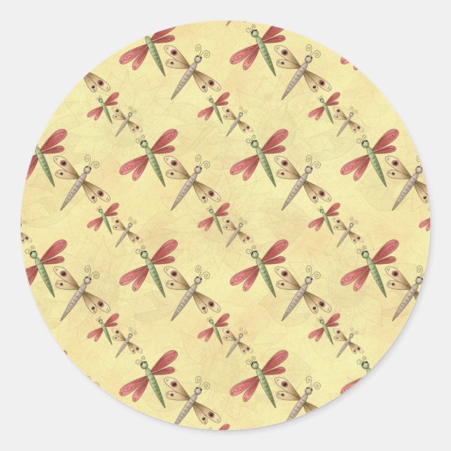 Dragonfly Delight Runder Aufkleber (Vorderseite)