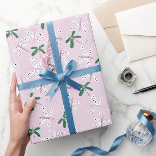 Dragonfly-Design in Rosa Geschenkpapier