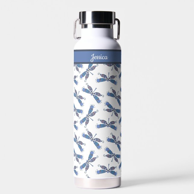 Dragonfly Design Muster Custom Water Flasche (Vorne)