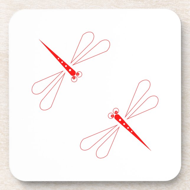 Dragonfly - dessous de verre en plastique dur blan (Devant)