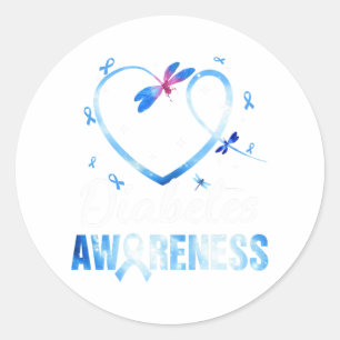 Dragonfly Diabetes Awareness Runder Aufkleber