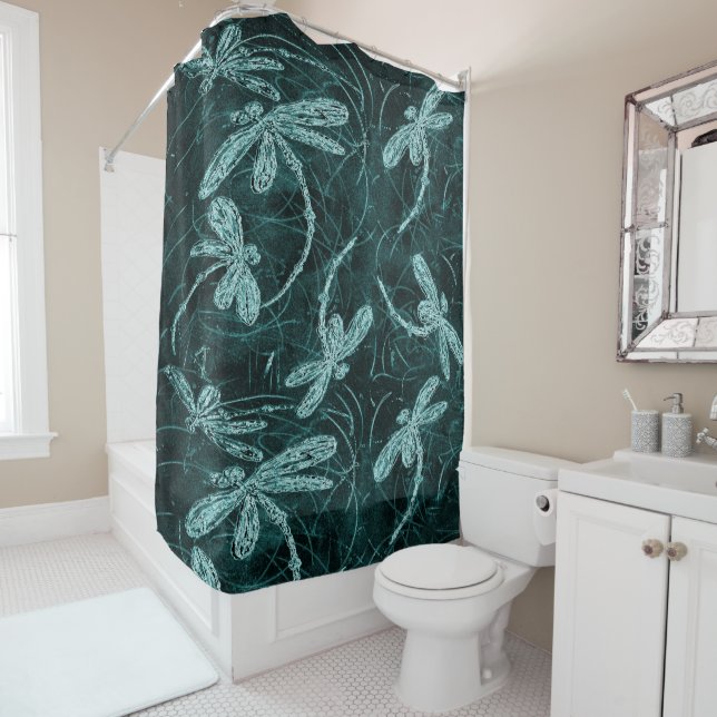 Dragonfly Disco Midnight Blue Duschvorhang (Beispiel)