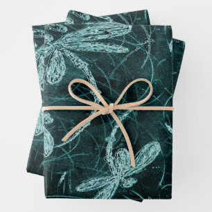 Dragonfly Disco Midnight Blue Geschenkpapier Set