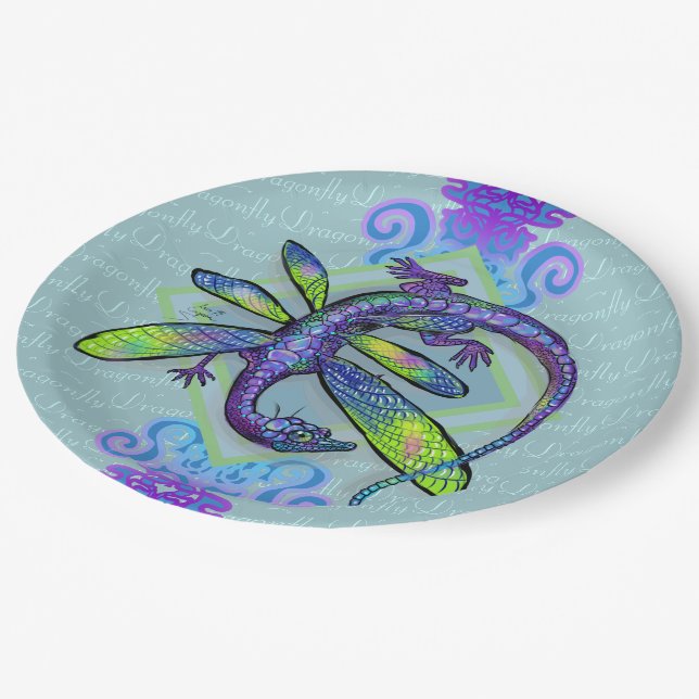 Dragonfly Dragon Pappteller (Schrägansicht)