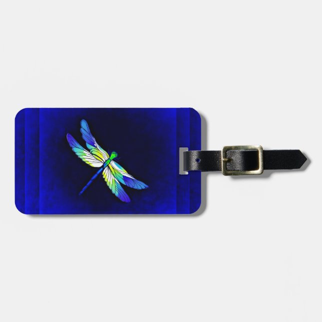 Dragonfly Electric Blue - Persönlich mit einem Nam Gepäckanhänger (Vorderseite horizontal)