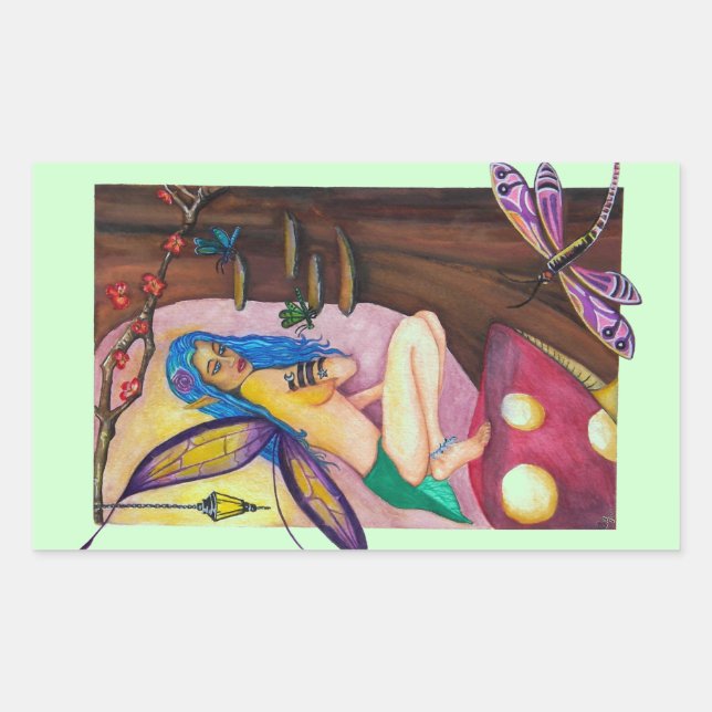 Dragonfly Fairy Rectangle Sticker (Vorderseite)
