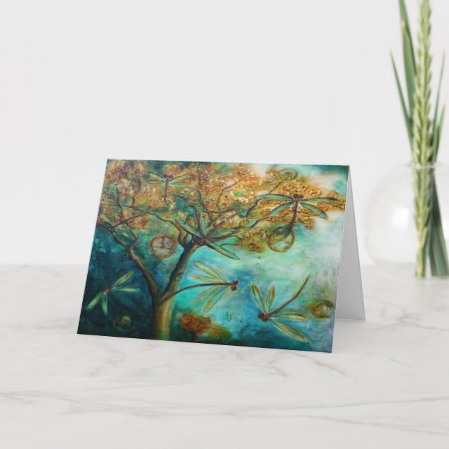 Dragonfly Flirtation Feiertagskarte (Vorderseite)